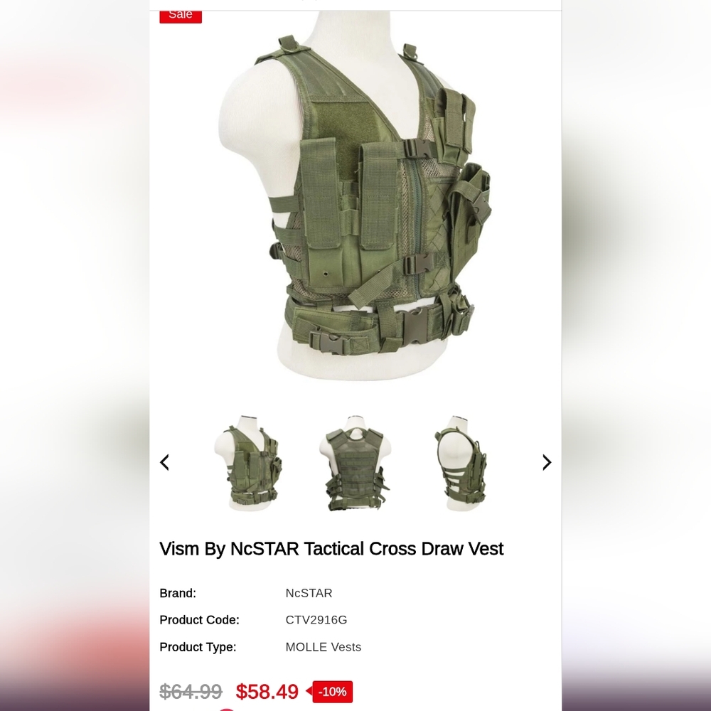 Vism by NcSTAR Tactical Cross Draw Vest